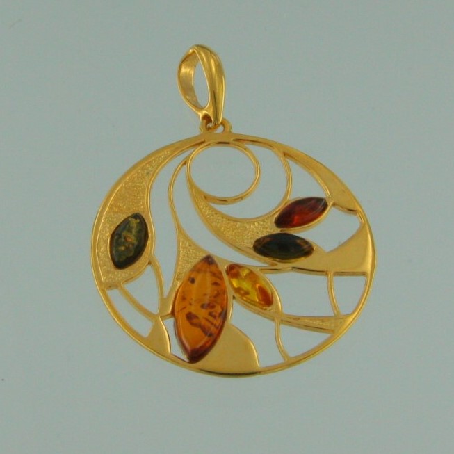 Kleine Bernsteinanhnger Silber vergoldet