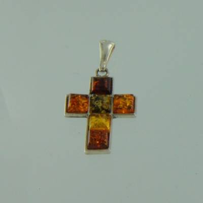 Anh�nger Kreuz Bernstein mix