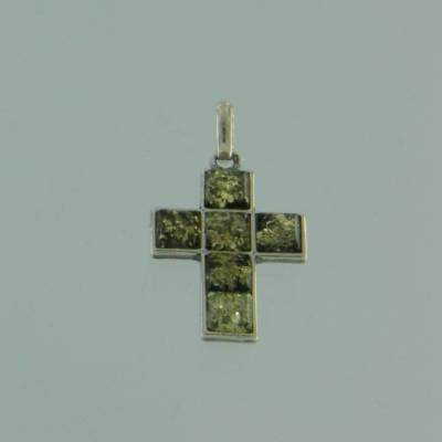 Anh�nger Kreuz Bernstein gr�n