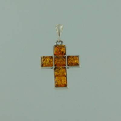 Anh�nger Kreuz Bernstein braun
