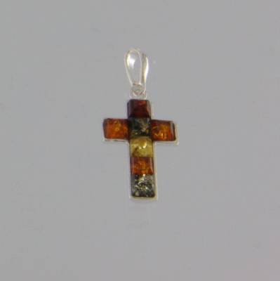 Anh�nger Kreuz Bernstein mix