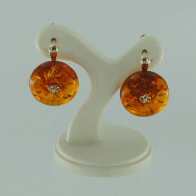 Ohrstecker Scheibe Bernstein braun