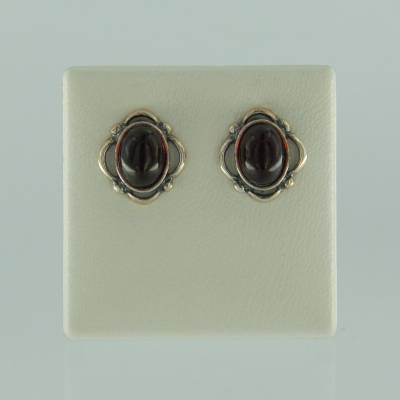 Ohrstecker Jugendstil Bernstein rot