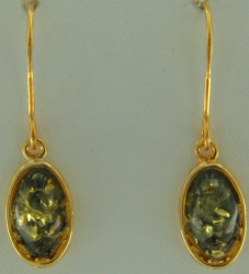 Ohrhnger Bernstein grn Silber vergoldet