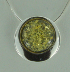 Collier Medaillon Bernstein gr�n