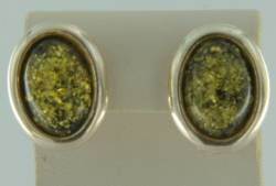 Ohrclips Oval Bernstein gr�n