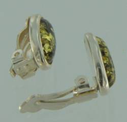 Ohrclips Oval Bernstein gr�n