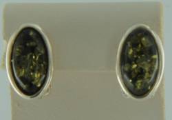 Ohrclips Oval Bernstein gr�n