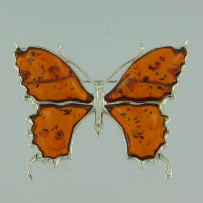 Brosche Schmetterling Bernstein braun