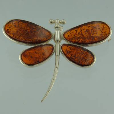 Anh�nger Libelle Bernstein braun