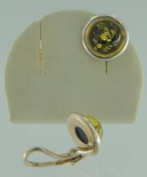 Ohrclips Rund Bernstein gr�n