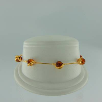 Armband Kugel Bernstein braun Silber vergoldet