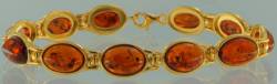 Armband Oval Bernstein braun Silber vergoldet