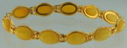 Armband Oval Bernstein milchig Silber vergoldet