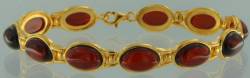 Armband Oval Bernstein rot Silber vergoldet