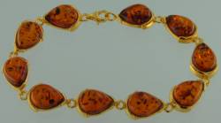 Armband Tropfen Bernstein braun Silber vergoldet