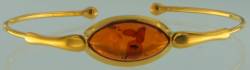 Armreif Oval Bernstein braun Silber vergoldet