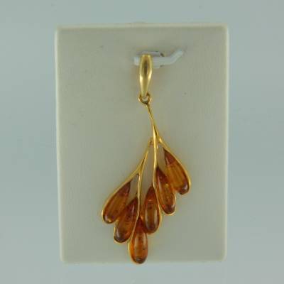 Anh�nger Rispe Bernstein braun Silber vergoldet