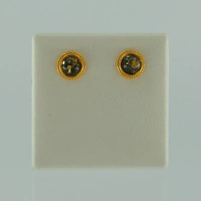 Ohrstecker Jugendstil Bernstein grn Silber vergoldet