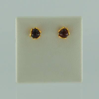 Ohrstecker Kugel Bernstein braun Silber vergoldet