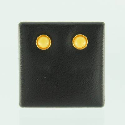 Ohrstecker Rund Bernstein�milchig Silber vergoldet