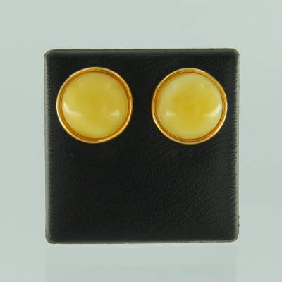 Ohrstecker Rund Bernstein�milchig Silber vergoldet