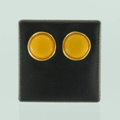 Ohrstecker Rund Bernstein�milchig Silber vergoldet