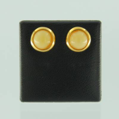 Ohrstecker Rund Bernstein�milchig Silber vergoldet