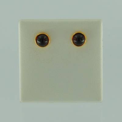 Ohrstecker Rund Bernstein�rot Silber vergoldet