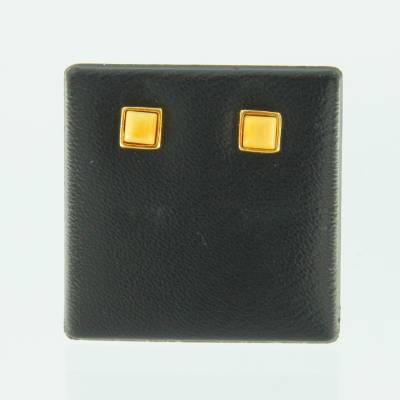 Ohrstecker Viereck Bernstein milchig Silber vergoldet