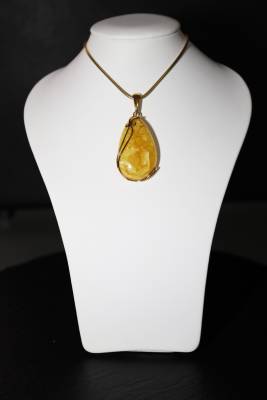 Anh�nger Bernstein milchig Silber vergoldet