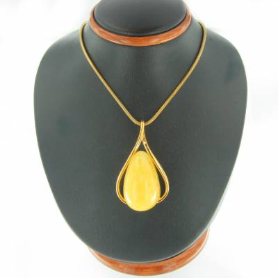 Anh�nger Bernstein milchig Silber vergoldet