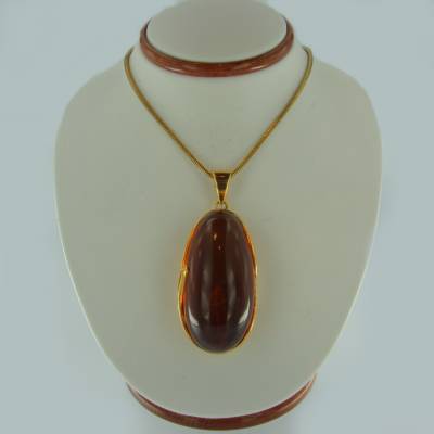 Anh�nger Bernstein rot Silber vergoldet