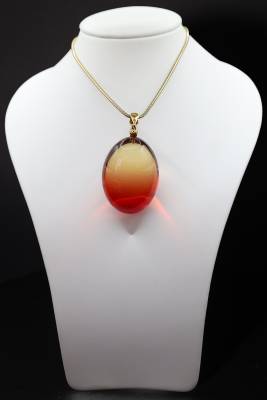 Anh�nger Bernstein rot verlauf Silber vergoldet