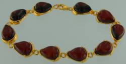 Armband Tropfen Bernstein rot Silber vergoldet
