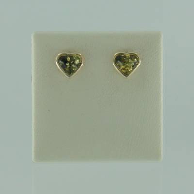 Ohrstecker Herzchen Bernstein gr�n