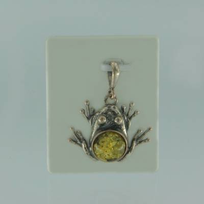 Anh�nger Frosch Bernstein gr�n