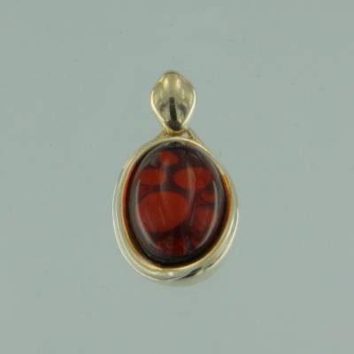 Anh�nger Oval Bernstein rot