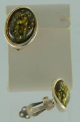 Ohrclips Oval Bernstein gr�n