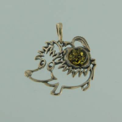 Anh�nger Igel Bernstein gr�n