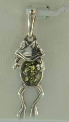 Anh�nger Frosch Bernstein gr�n