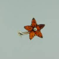 Brosche Blume Bernstein braun