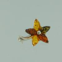 Brosche Blume Bernstein mix