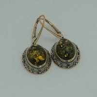 Ohrh�nger Jugendstil Bernstein gr�n