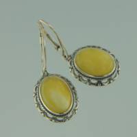 Ohrstecker Jugendstil Bernstein milchig