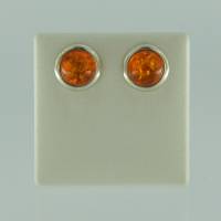 Ohrstecker Rund Bernstein braun