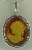 Anhnger Gemme (Kamee) Oval Bernstein braun