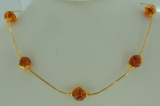 Collier Kugel Bernstein braun Silber vergoldet