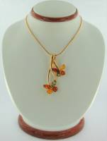 Collier Schmetterling Bernstein mix Silber vergoldet