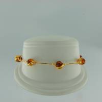 Armband Kugel Bernstein braun Silber vergoldet